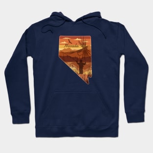 Nevada Mountain Fly Fishing State Map Art Hoodie